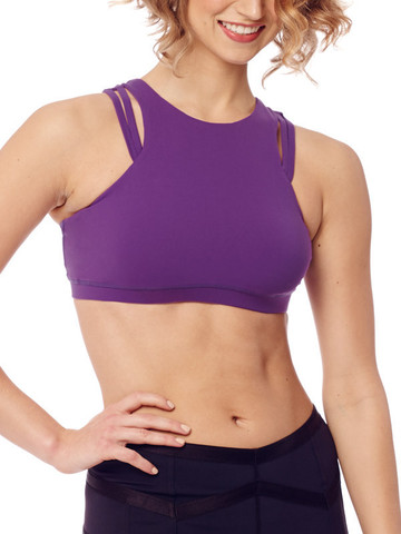 Violet Shadow Purple Danica Sports Bra High Neckline Perfect Yoga Wear for Dance, Pilate, Studio Class