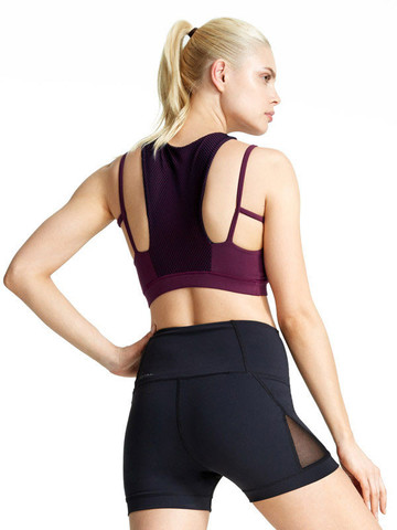 Fig Red Fashion Inspired Functional Net Mesh Back Helena Sports Bra Good Karma made in Canada