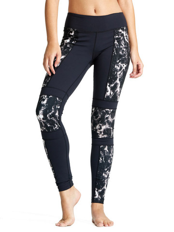 Black Yoga Tight with Block Print designer active apparel for women