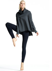 Grey Pullover Sweater Black Legging Tight